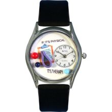 Whimsical Watches Physical Therapist Black Leather And Silvertone Watch
