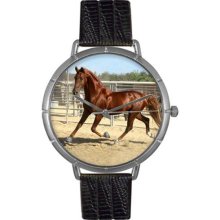 Whimsical Watches T0110024 Women'S T0110024 American Saddlebred Horse Black Leather And Silvertone Photo Watch