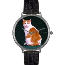 Whimsical Watches T0120045 Women'S T0120045 Manx Cat Black Leather And Silvertone Photo Watch