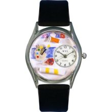 Whimsical Womens Artist Black Leather Watch #557163