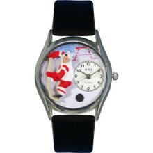Whimsical Womens Hockey Black Leather Watch #557172