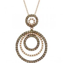 White & Champagne Diamond Circle Pendant 14k Rose Gold (1.65ct)