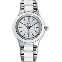 White Ceramic and Stainless Steel Oversized Watch
