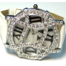 White Chronovski Designer Dress Ladies Bling Watch Ce4