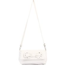 White Crossbody Clutch Handbag With Crystal Bow Evening Bag Opera Purse