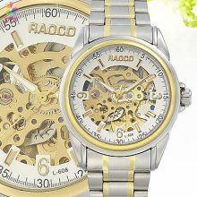 White Dial Sporting Automatic Gear Stainless Steel Men Wrist Mechanical Watch