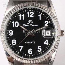 White Number Black Face Date Stainless Steel Quartz Watches Stl Men'