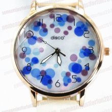 White Numerals Leather Quartz Colour Point Sports Round Analog Wrist Watch M736w