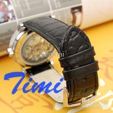 Wilon Fashion Leather Men Mechanical Watch Black