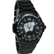 Wisconsin Badger wrist watch : Wisconsin Badgers Stainless Steel Warrior Watch - Black