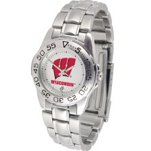 Wisconsin Badgers Sport Steel Band-Ladies Watch