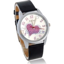 WOMAGE 8783 Round Dial PU Leather Band Women's Wrist Watch (Black)