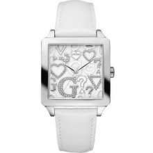 Women White Wristwatch Guess Square Mod. W80056l1