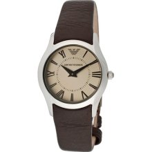 Women's Beige Dial Brown Genuine Leather ...