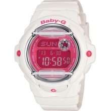 Women's Casio Baby-g Gloss White Resin Pink Dial Watch - Model: Bw169r-7d