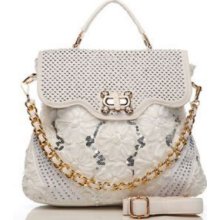 Womens Ladies Encrusted Flap Tall Satchel Cross Body Bag (11581pw)