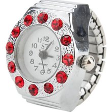 Women's Retro Watchcase Style Alloy Analog Quartz Ring Watch (Silver)