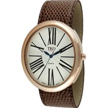 Women's TK617 Leather Slap Watch - Color: Rose Gold Brown ...