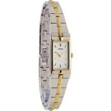 Women's Two Tone Stainless Steel Petite Dress Watch White Dial