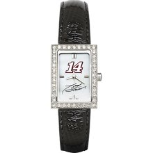 Womens University Of Kansas Watch with Black Leather Strap and CZ Accents