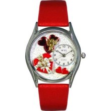 Women's Valentine's Day Red Red Leather and Silvertone Watch in S ...