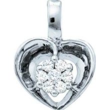 Women's White Diamond 0.08ct 10k White Gold Heart Pendant Gnd59294