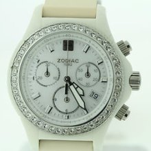 Women's Zodiac Air Dragon Zs7624 White Crystal Discolored Strap Watch
