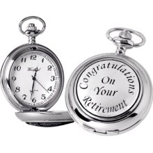 Woodford Quartz Pocket Watch, 1883/Q, Men's Chrome-Finished Retirement Congratulations Pattern With Chain (Suitable For Engraving)