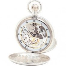 Woodford Sterling Silver Plain Skeleton Swiss Pocket Watch