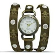 Wow Ladies Quartz White Dial Bronze Wrap Around Bracelet Watch ...