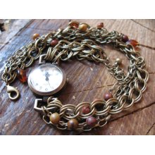 Wrap it watch Quartz warch Brass watch OOAK watch Jasper watch