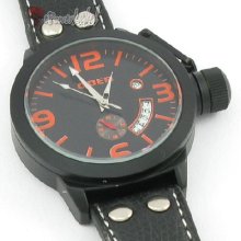 Y196 Homme Day Date Mens Mechanical Automatic Wrist Orange Watch