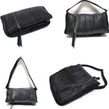 Zipper Decorative Versatile Fold-able Clutch Shoulder Corss Body Bag Black Brown