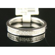 1/2 Ct 14k White Gold Ladies Princess Diamond Wedding Band Ring