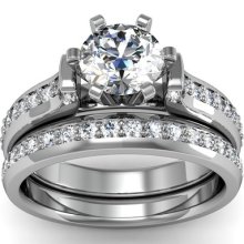 1.24ct 6-prong Diamond Bridal Ring Set 14k White Gold G/vs Agi Certified