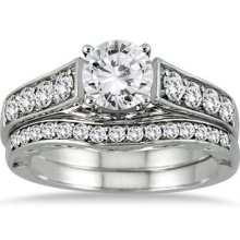 1 3/4 Carat Diamond Antique Bridal Set in 14K White Gold