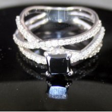 1.58ct Black & White Diamond Princess Cut Dgl Certified Gold Ring Solitaire