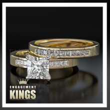1.70 Ct Princess Cut Vs Diamond Engagement Ring Wedding Band Set 14k Gold