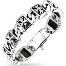 1 Pc 316l Stainless Steel Cross Biker Vintage Style Chain Men's Bracelet 8.46
