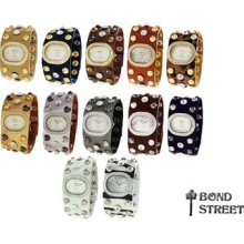 10 Pcs Geneva Crystal Leather Bracelet Watches [9500]