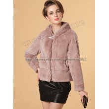 100% Real Genuine Rabbit Rex Fur Short Coat Jacket Clothing 4 Colors Hoodie
