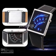 100pcs Multicolor Men Fashion Watches Leather Belt 29 Light Led Digi