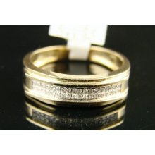 10k Mens 5 Mm Yellow Gold Wedding Band Diamond Ring