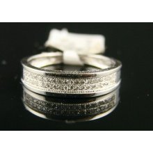 10k Mens/ladies Full Pave Wg Diamond Wedding Band Ring