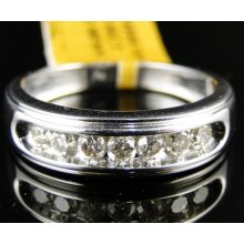 10k Mens White Gold Round Cut White Diamond Ring Wedding Band .66 Ct 6 Mm