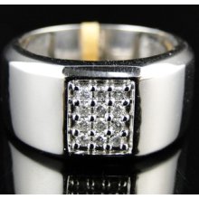 10k Mens White Gold Round Cut White Diamond Ring Wedding Band .33 Ct 11 Mm