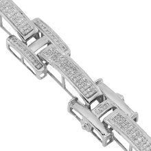 10K White Gold Mens Diamond Bracelet 1.60 Ctw