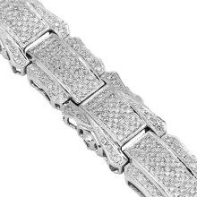 10K White Gold Mens Diamond Bracelet 3.50 Ctw