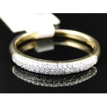 10k Yellow Gold Womens Round Cut Diamond Pave Set Wedding Band Ring 3.5 Mm