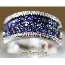 10kt. White Gold Blue Sapphire White Topaz Wedding Band